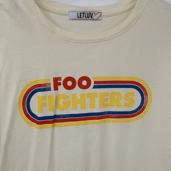 Let Luv Foo Fighters graphic tee t-shirt shirt cotton cream music blue new XS - Picture 2 of 6